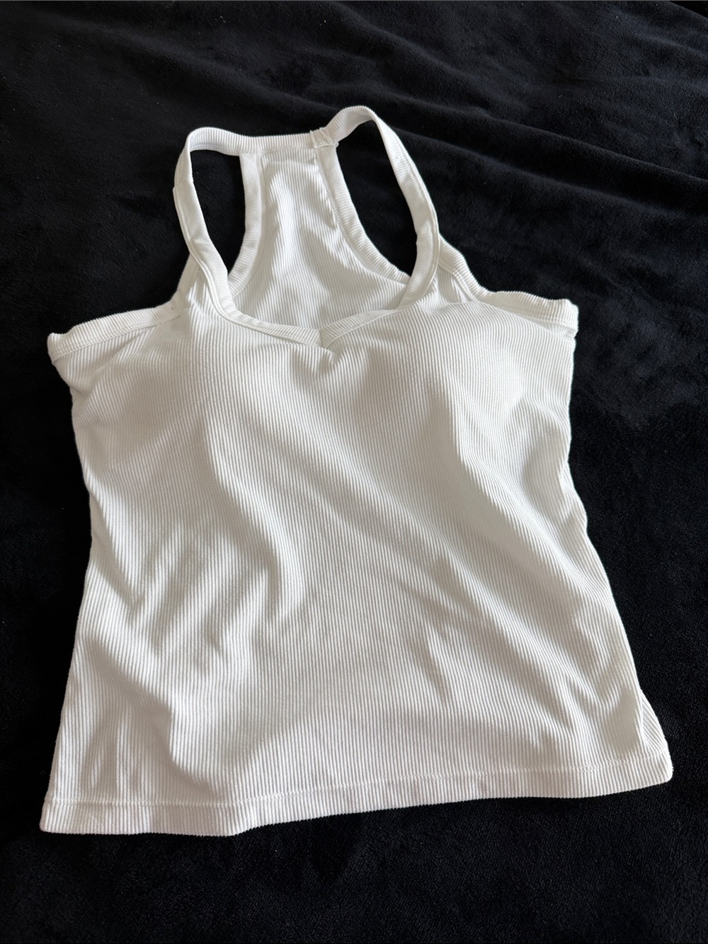 Racerback Ribbed Tank Top - White